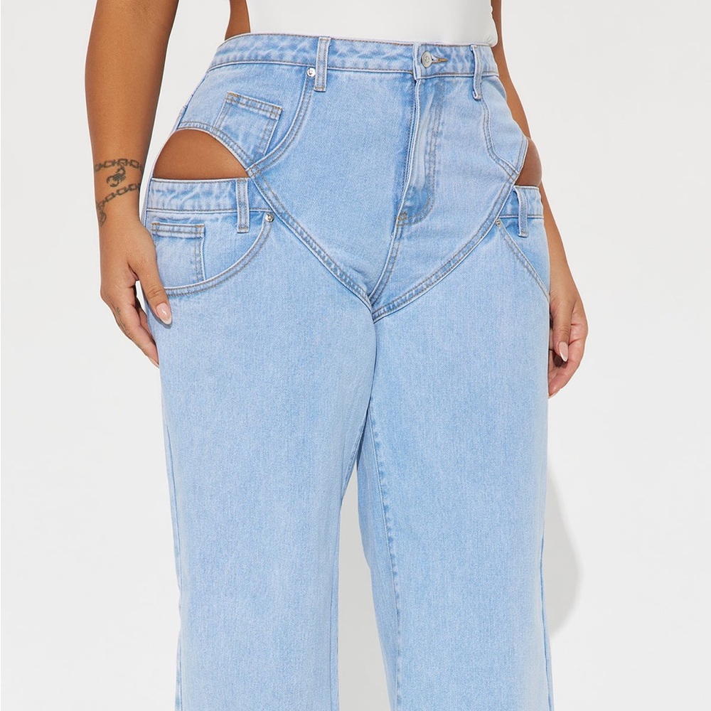 Fashion Nova Sky Blue Wide Leg Jeans